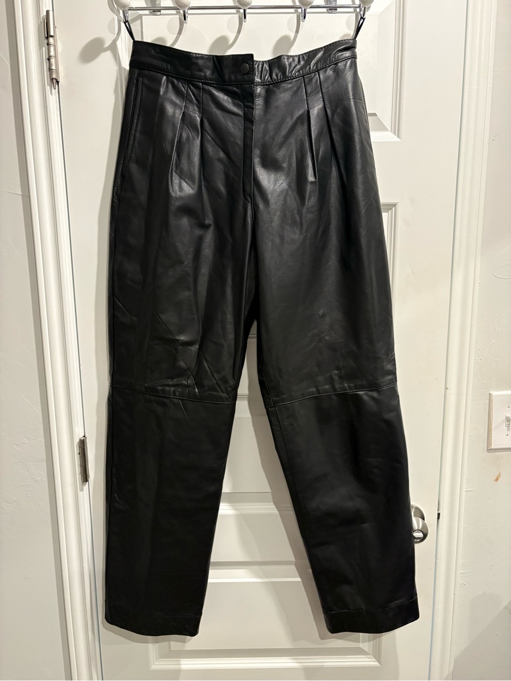 Vintage COMINT Genuine Leather Pants Black High Waisted Made in Argentina
